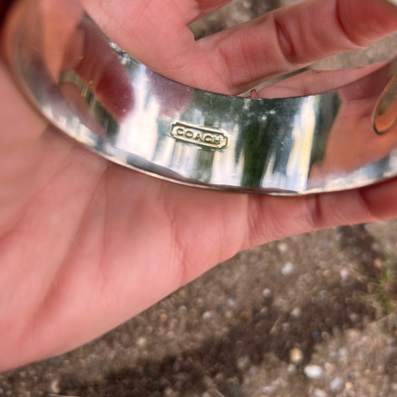 Coach teal gold signature logo enamel cuff bracelet Y2K - Picture 5 of 7